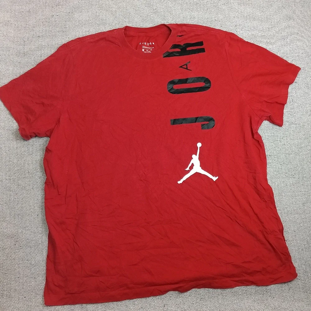 Jordan T-Shirt Mens 3XL Red Good Graphic Jumpman Vertical Logo Short Sleeve